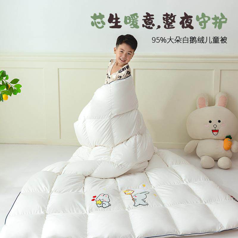 儿童羽绒被学生95鹅绒被幼儿园白鹅绒5Ａ级100鹅绒被卡通宝宝被芯