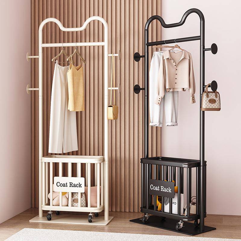 衣架落地卧室挂衣架可移动衣帽架脏衣篮组合家用客厅轻奢挂包架子