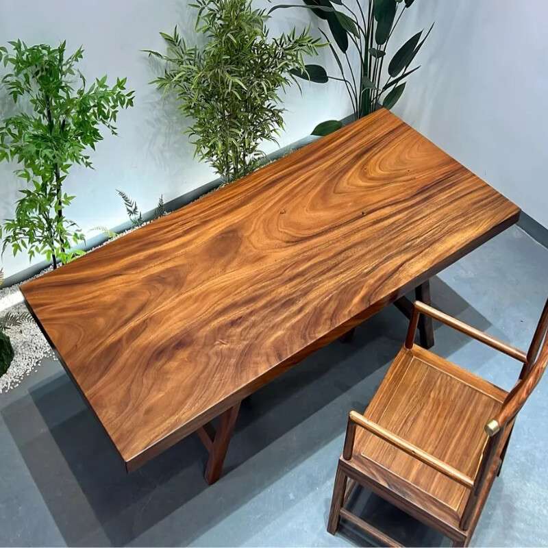 整块 胡桃木大板桌柚木餐桌书桌黑金檀老板桌办公桌实木大板茶桌