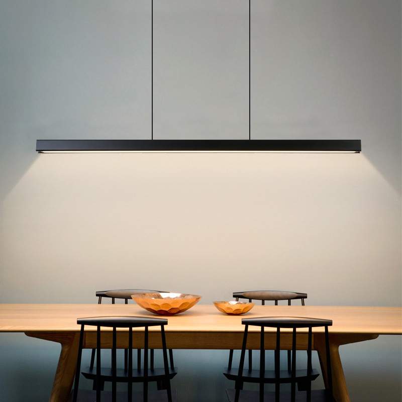 餐厅吊灯现代简约北欧极简餐桌吧台办公室客厅led长条设计师灯具