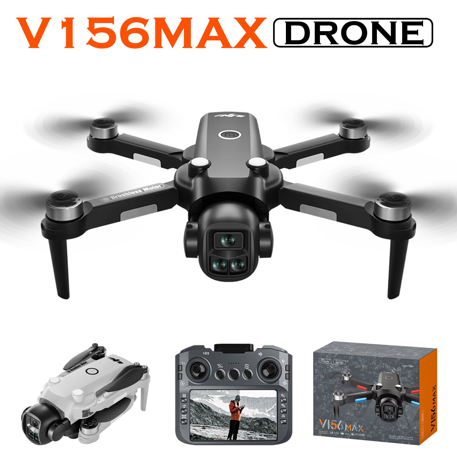 V156MAX无人机带屏无刷避障飞行器高清航拍遥控飞机外贸玩具