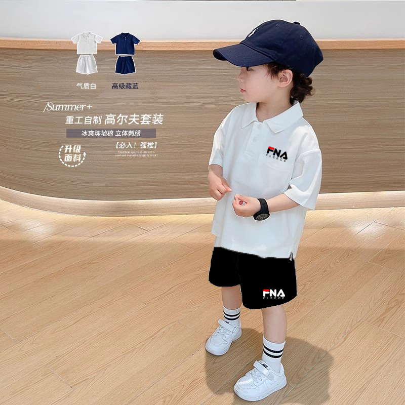 官方旗舰店正品植白菲乐儿童休闲套装男童短袖短裤夏季polo两件套