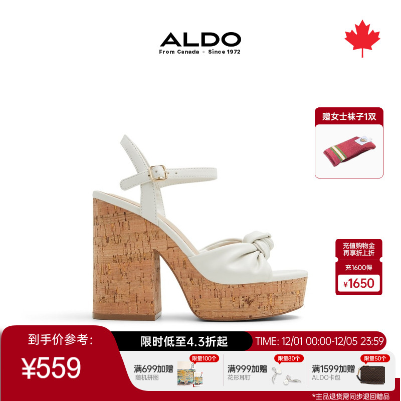 ALDO露趾粗跟时尚绑带女士凉鞋