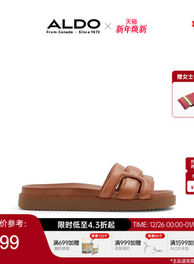 ALDO凉拖鞋夏季露趾平底时尚休闲甜美女士牛皮厚底ALGS24A23