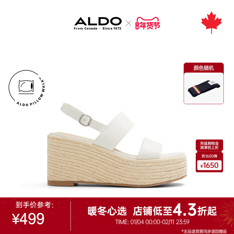 ALDO坡跟沙滩凉鞋后系带田园风学院女日常休闲时尚ALGS24A59