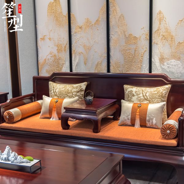 新中式红木沙发坐垫套罩中国风罗汉床座垫子古典实木家具软装定制