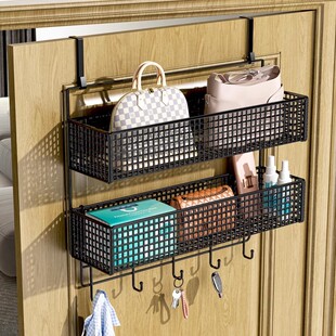 速发门后挂钩置物架门上挂衣架免打孔挂门后挂侧超薄衣柜篮收纳架