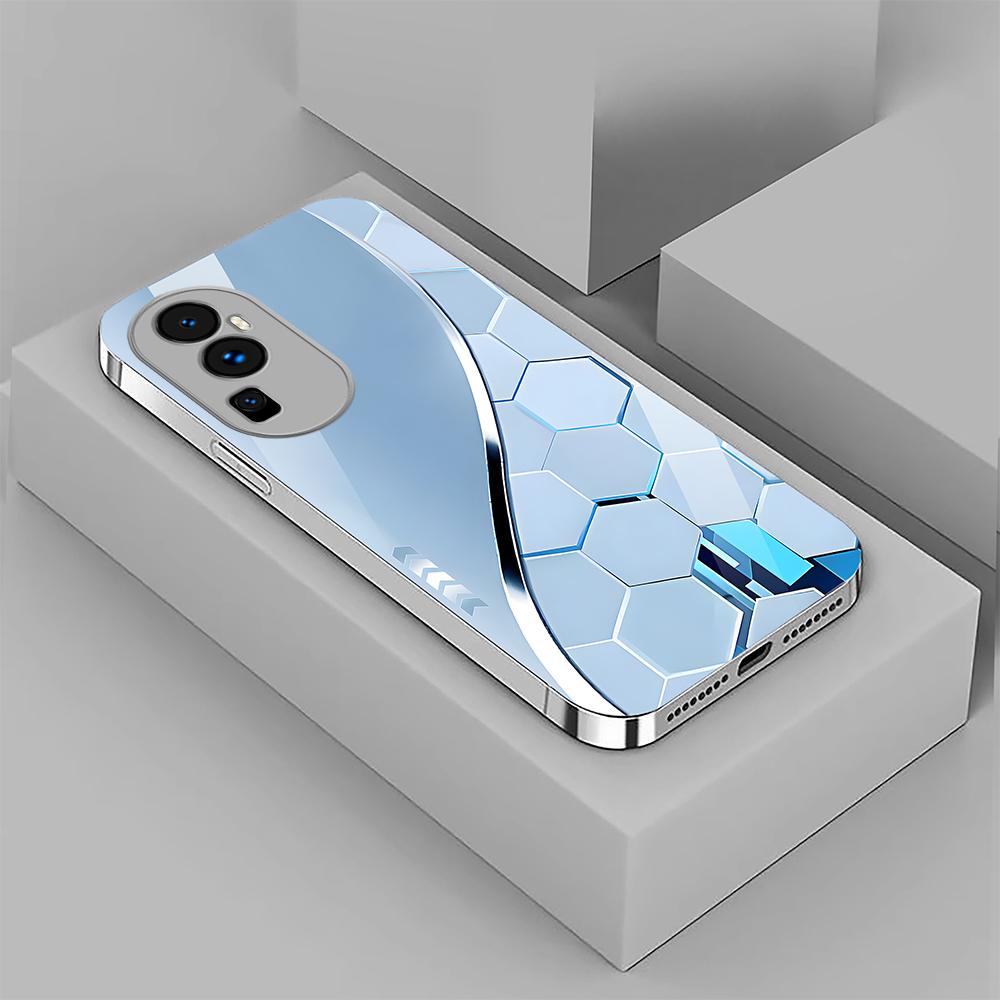 科技感蜂窝玻璃壳适用OPPOReno10手机壳新款简约时尚Reno13/12外壳全包防摔创意高级感爆款Reno9手机套男款