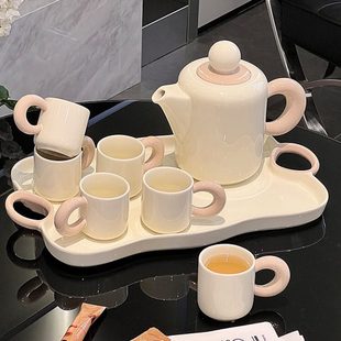 具光风茶具漫客厅杯子奶油茶杯轻奢高档家用乔迁 水壶陶瓷杯时套装