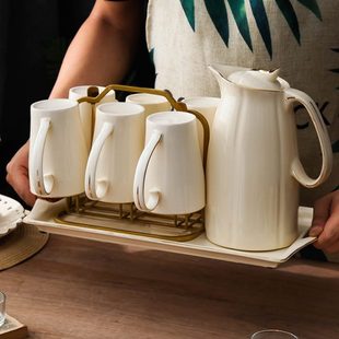 客厅茶壶水套装 礼盒茶杯送礼具轻奢家用 创意简约欧式 陶瓷水杯套装
