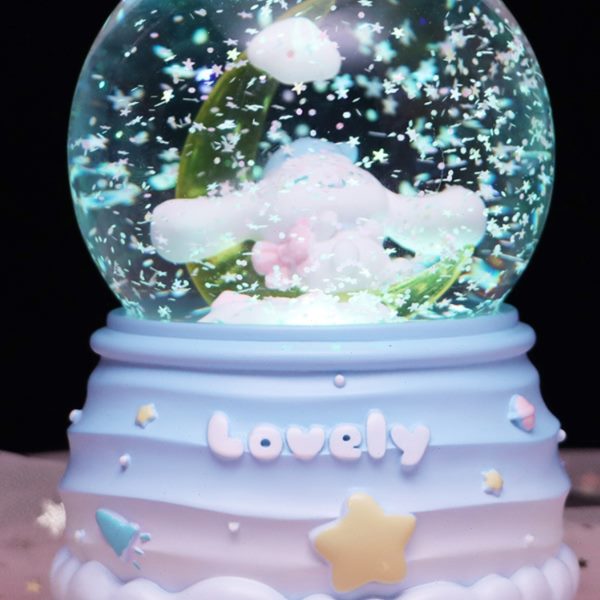 星空萌宠玉桂狗水晶球自动飘雪音乐盒灯光八音盒生日圣诞闺蜜礼物