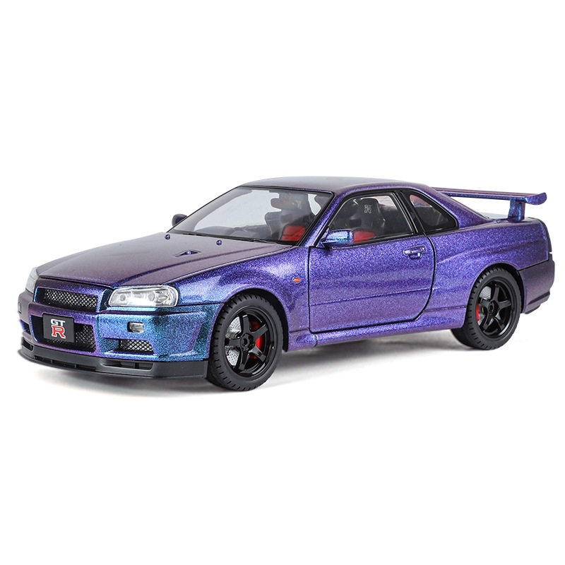 超大号1:18gtr街车版合金车模型可拆卸轮胎男孩声光玩具摆件