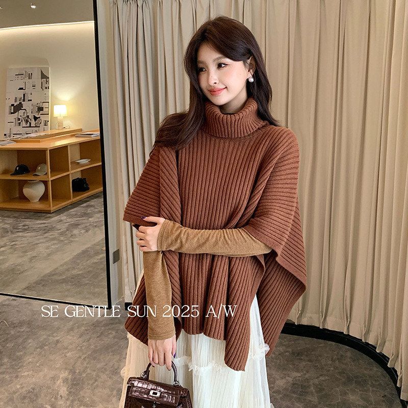 秀熙熙2025冬季白标圆领麻花斗篷