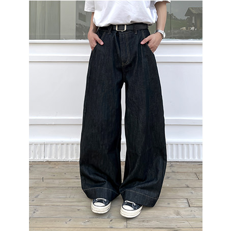 TENEMPTY原色牛仔裤直筒A字长裤