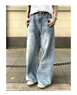 TENEMPTY水洗四季宽松蓝牛仔裤