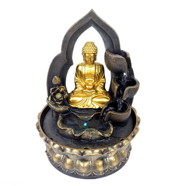 直销佛像树脂工艺品流水摆件桌面喷泉水景中式装饰礼品