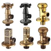 法式 复古黄铜加厚防爆三角阀通用马桶热水器冷热水龙头四分止水阀