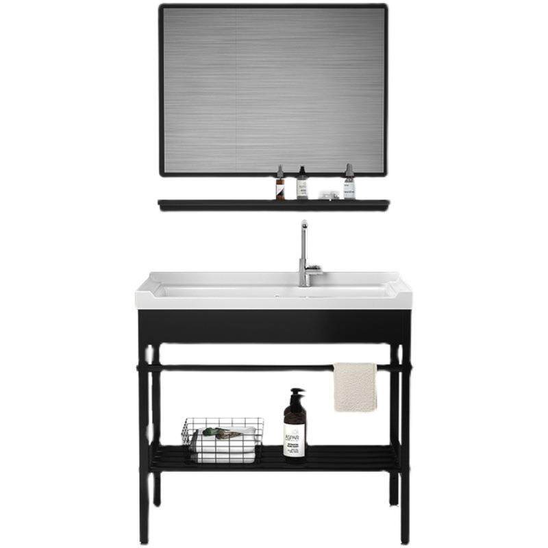 阳台洗衣盆陶瓷一体式台盆支架不锈钢洗衣池带搓衣板大水池洗漱盆