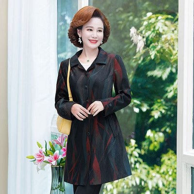 速发妈妈秋装洋款中长老外套中年气质上衣40岁50中款年春秋新气风