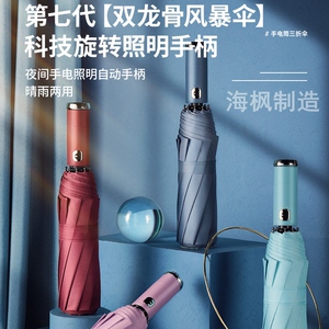 速发第七雨【双龙骨风暴伞】可旋代照明全自动晴转伞