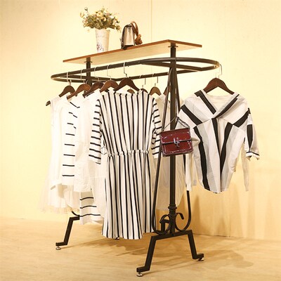速发服陈店展示架中岛双地挂衣架童装落排式装衣服架子复古装列货