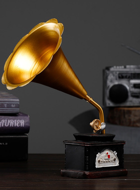 速发留声机老饰复古摆件创意家居客厅服装店铺式厅欧式书柜酒柜装