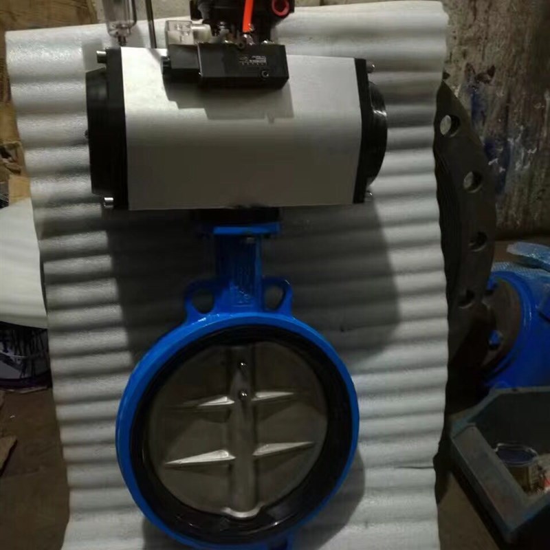速发气动不锈钢板蝶阀气动控制限位蝶阀带电磁阀D671x-16 50-200