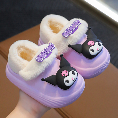速发冬可拆洗居季鸥家室内防滑防水童宝宝婴幼儿包跟儿童棉拖鞋