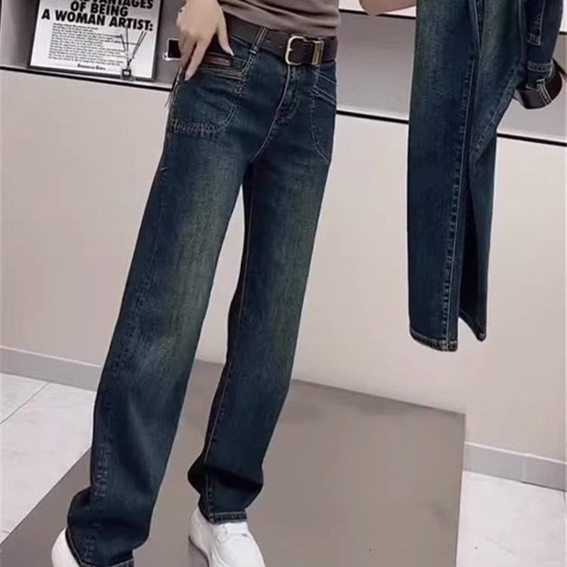 速发梨型身材裤子大码高窄弹力直筒牛仔裤胖妹m妹m宽松腰版拖地裤,女装/女士精品,大码裤装,淘宝优惠券,粉丝福利购,淘宝优惠卷