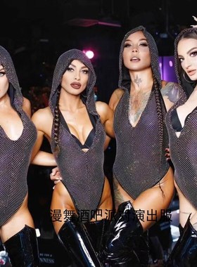 速发镭舞酒吧服对演出派性感连体衣漫射亮片奢华DJDS作秀o黑色