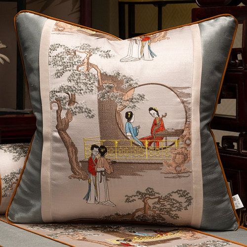 速发新中式红木沙发抱枕高档客厅靠枕家用床头长方形轻奢靠背腰枕