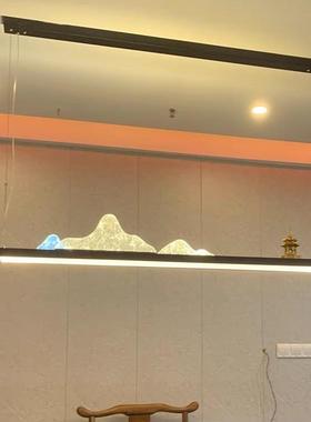 设计师山水餐厅吊灯长条灯前台吧台餐桌饭厅新中式样板间书房吊灯