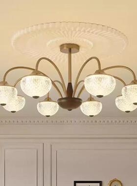 中古风胡桃木色客厅吊灯简约美式复古金色餐厅卧室灯