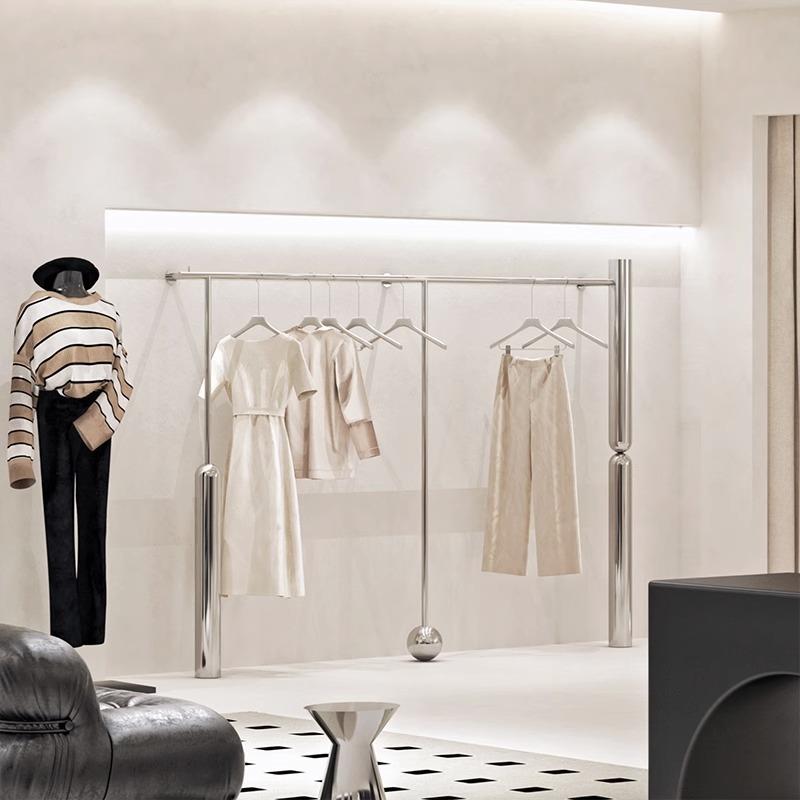 服装店展示架不锈钢上墙壁挂陈列挂衣架男女童装店专用落地式货架