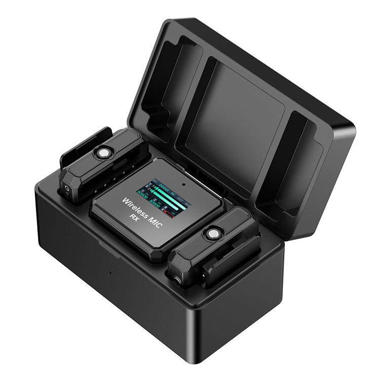 新款一拖二无线领夹麦克风DX06方形充电仓伴奏闪避直播ENC降噪