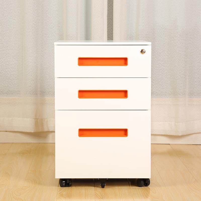 活动柜铁皮柜三抽柜文件柜资料柜办公储物柜矮柜桌下柜带锁小柜子