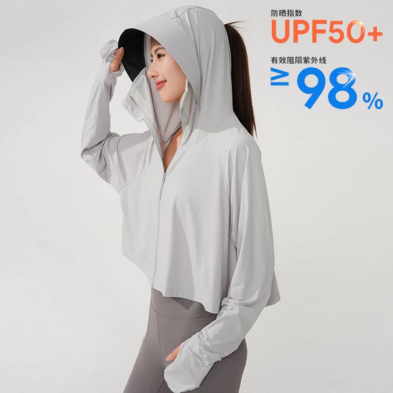 指尖冰丝防晒披肩女夏季黑胶帽檐云朵原纱短款防晒服骑行遮面罩衫