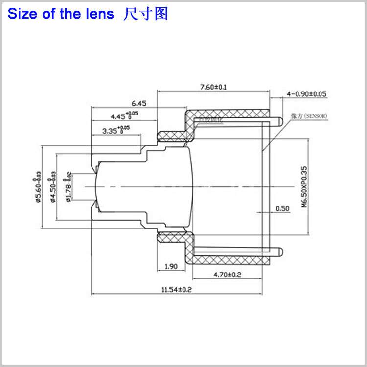 M6.5*0.35接口8.9mm长焦距镜头49度1/1.8