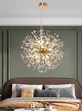 蒲公英水晶餐厅吊灯创意个性轻奢饭桌吧台灯简约现代卧室房间灯具