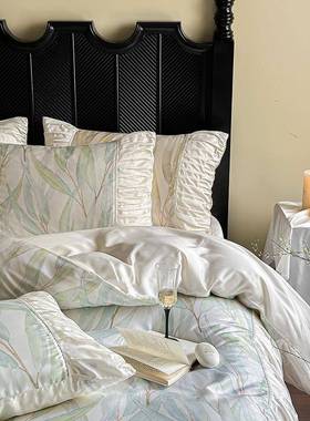 公主风褶皱60支兰精天丝床上四件套田园少女心凉感床单被套床品