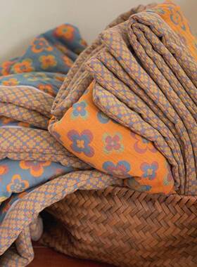 田园风复古色织双层纱大提花夏被蓬松亲肤柔软宿舍卧室夏被