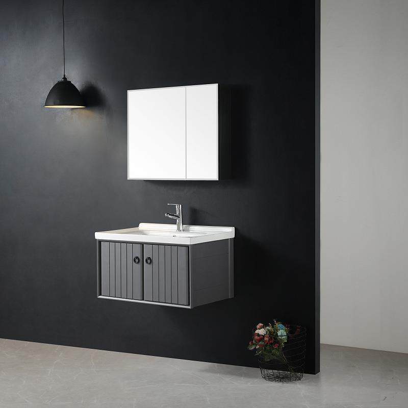 轻奢风新款无边框镜柜太空铝浴室柜组合简约现代洗手间沐浴柜镜