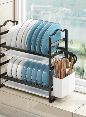 窗台窄款碗盘碗碟收纳架不锈钢厨房置物架碗柜内窄小型碗筷沥碗架