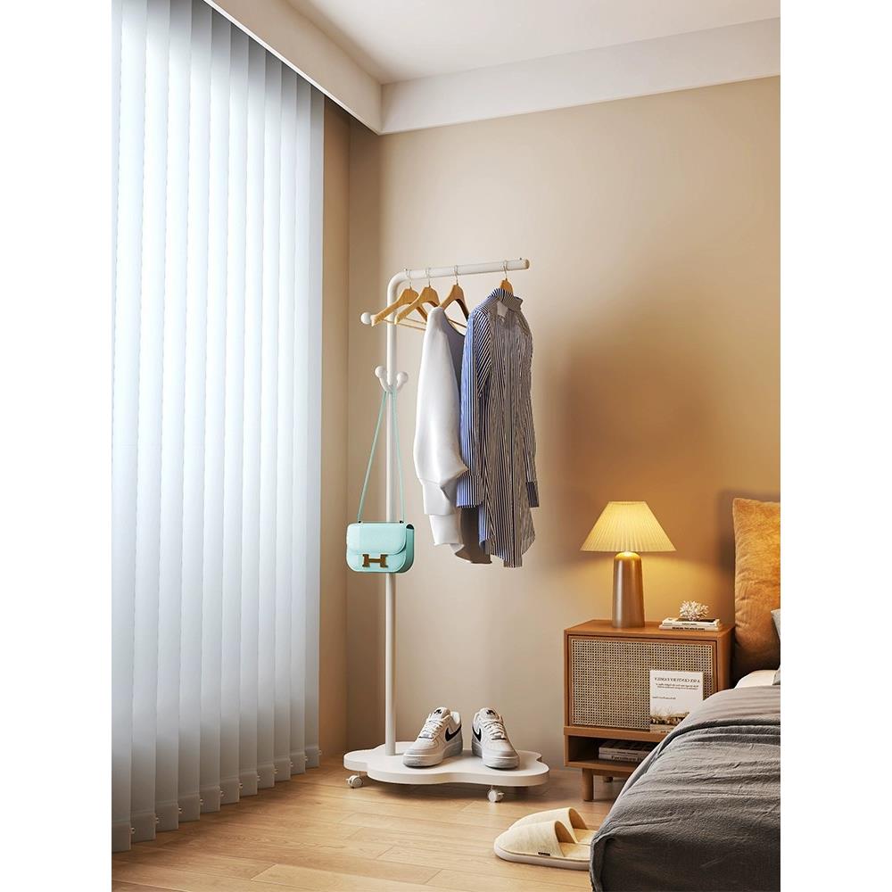 奶油风挂衣架家用可移动落地云朵衣帽架卧室客厅单杆式衣服收纳架