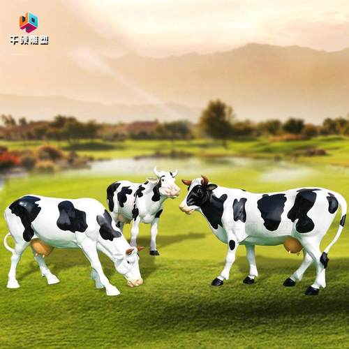 制作玻璃钢仿真奶牛动物雕塑户外农庄牧场大型园林景观工艺品摆件