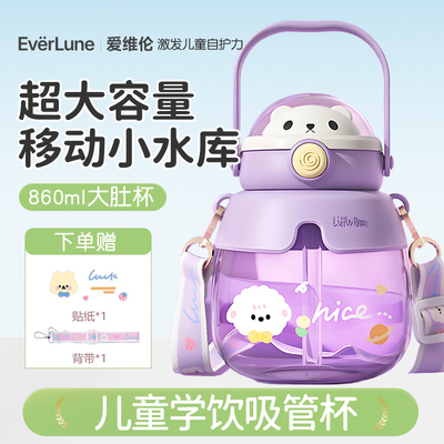 EVERLUNE爱维伦儿童夏日水杯幼儿园食品级吸管杯2025新款夏季水壶