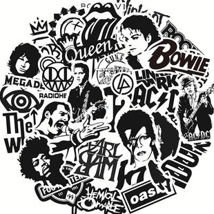 Sticker Music JDM PCS Stickers Graffiti Rock Band Retro