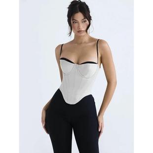crop top best women white corset strap bodycon bustier