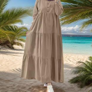 Loose 39;s casual long dress NEW sleeved Women&