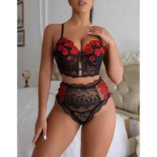 Lingerie Hollow Sexy Split Set Lace Erotic